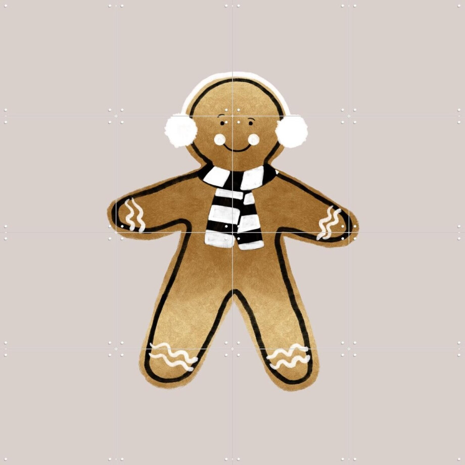 IXXI Xmas Gingerbread Man, Orara Studio & Various - 80 x 80 cm - Gratis ophangtool - Grote wanddecoratie en posters - Cartoonesk, Speels afbeelding 1