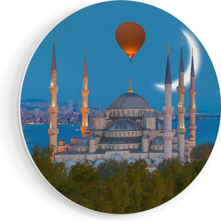 Artaza Forex Muurcirkel Sultan Ahmetmoskee In Istanbul - 90x90 cm - Groot - Wandcirkel - Rond Schilderij - Muurdecoratie Cirkel afbeelding 1