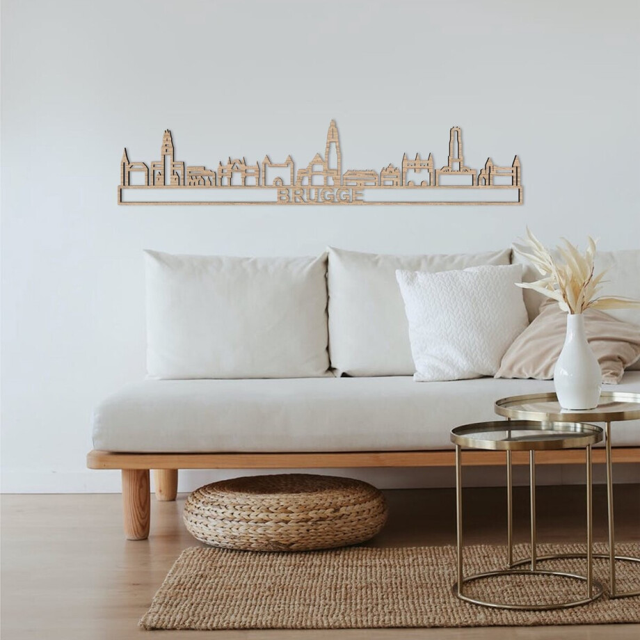 Skyline Brugge Eikenhout 130 Cm Wanddecoratie Voor Aan De Muur Met Tekst City Shapes Skyline Brugge Eikenhout 130 Cm Wanddecoratie Voor Aan De Muur Met Tekst City Shapes afbeelding 1