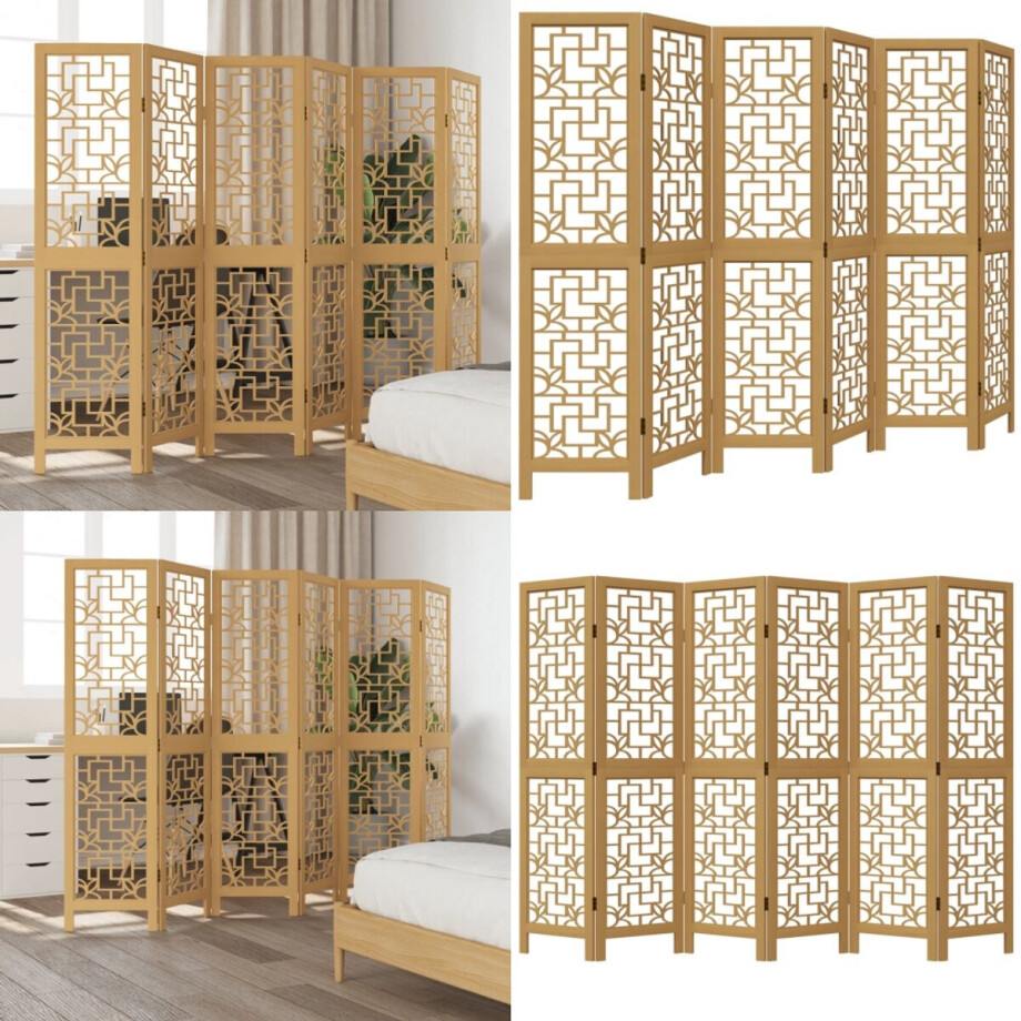 vidaXL Kamerscherm met 6 panelen massief paulowniahout bruin - Kamerscherm - Kamerschermen - Privacy Scherm - Privacyscherm vidaXL Kamerscherm met 6 panelen massief paulowniahout bruin - Kamerscherm - Kamerschermen - Privacy Scherm - Privacyscherm afbeelding 1