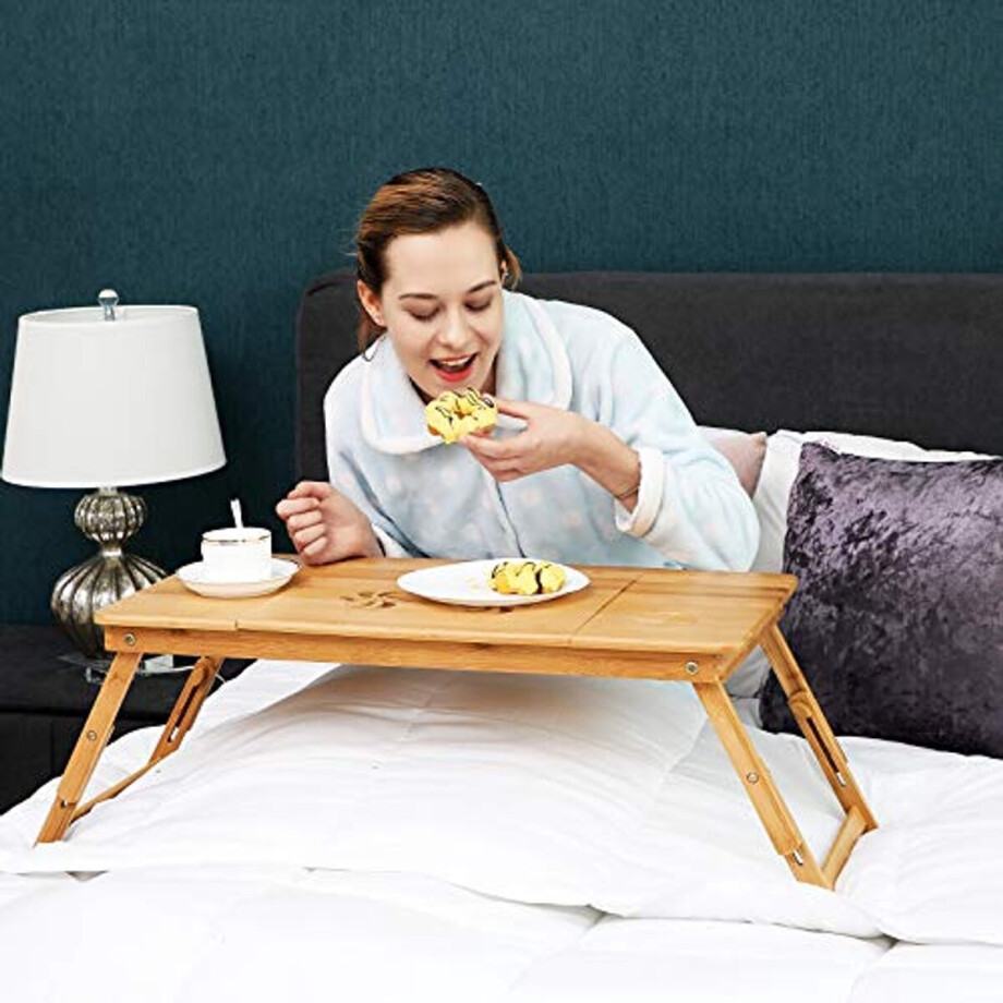 Songmics Bamboe Laptopbureau - Ergonomisch, Koeler, Draagbaar - 72 x (21-29) x 35 cm - Songmics - Laptoptafel - Bruin - Hout Songmics Bamboe Laptopbureau - Ergonomisch, Koeler, Draagbaar - 72 x (21-29) x 35 cm - Songmics - Laptoptafel - Bruin - Hout afbeelding 1