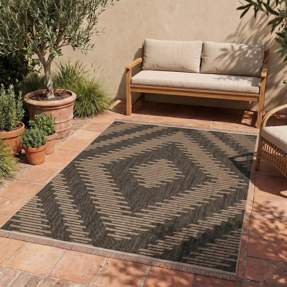 Flycarpets Binnen en Buitenkleed - Vloerkleed Colinna - Antraciet Flycarpets Binnen en Buitenkleed - Vloerkleed Colinna - Antraciet afbeelding 1