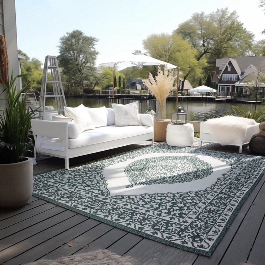 Flycarpets Elle Decoration - Binnen & Buitenkleed - Omkeerbaar - Meekly - Groen - 200x290 cm Flycarpets Elle Decoration - Binnen & Buitenkleed - Omkeerbaar - Meekly - Groen - 200x290 cm afbeelding 1
