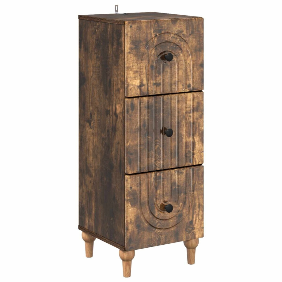 vidaXL - Ladekast - 33 - x - 34,5 - x - 90 - cm - Bewerkt - hout - Gerookt - eiken afbeelding 1