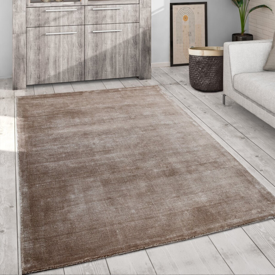 Paco Home Vloerkleed Woonkamer Vintage Laagpolig Handgeweven Modern Patroon Eenkleurig 160 cm Rund afbeelding 1