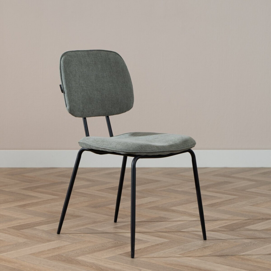 Bronx71® Scandinavische eetkamerstoel Ivar gerecyclede stof groen - stoel Bronx71® Scandinavische eetkamerstoel Ivar gerecyclede stof groen - stoel afbeelding 1