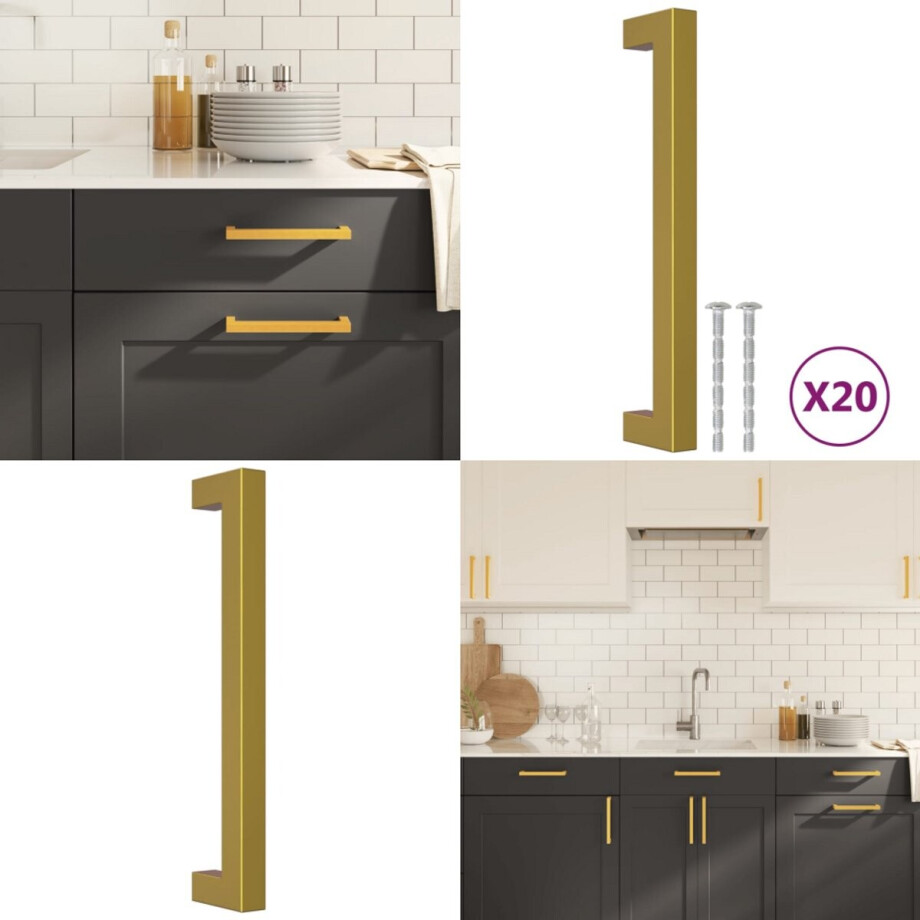 vidaXL Handvatten 20 st 160 mm roestvrij staal goudkleurig - Handvat - Handvatten - Handgreep Voor Kast - Handgreep vidaXL Handvatten 20 st 160 mm roestvrij staal goudkleurig - Handvat - Handvatten - Handgreep Voor Kast - Handgreep afbeelding 1