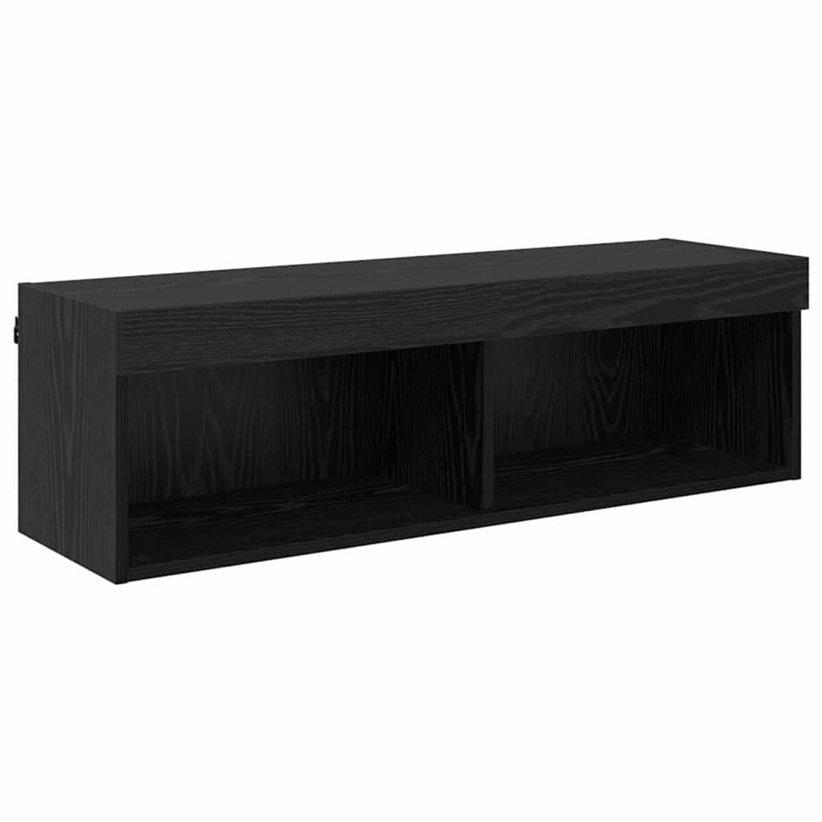 vidaXL - TV - Wandkast - met - LED - Zwart - Eiken - 100 - x - 30 - x - 30 - cm - Bewerkt - hout vidaXL - TV - Wandkast - met - LED - Zwart - Eiken - 100 - x - 30 - x - 30 - cm - Bewerkt - hout afbeelding 1