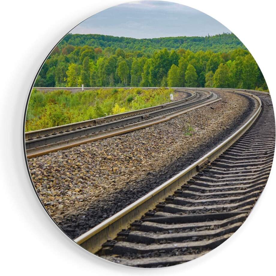 Artaza Dibond Muurcirkel Rails Spoorwegen In Een Bocht - Ø 60 cm - Wandcirkel - Rond Schilderij - Voor Binnen en Buiten Artaza Dibond Muurcirkel Rails Spoorwegen In Een Bocht - Ø 60 cm - Wandcirkel - Rond Schilderij - Voor Binnen en Buiten afbeelding 1