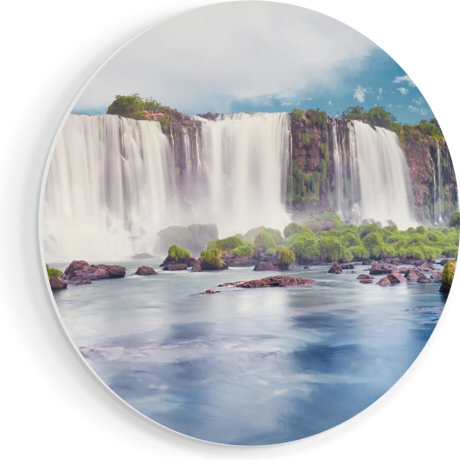 Artaza Forex Muurcirkel Watervallen In Argentinië - 50x50 cm - Klein - Wandcirkel - Rond Schilderij - Muurdecoratie Cirkel afbeelding 1