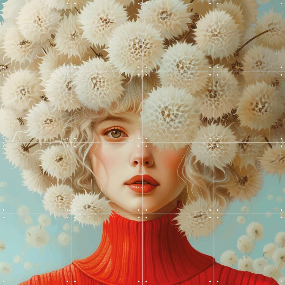 IXXI Wildflower whimsy, Mirjam Duizendstra - 80 x 80 cm - Gratis ophangtool - Grote wanddecoratie en posters Woonkamer, Bloemen, Portretten afbeelding 1