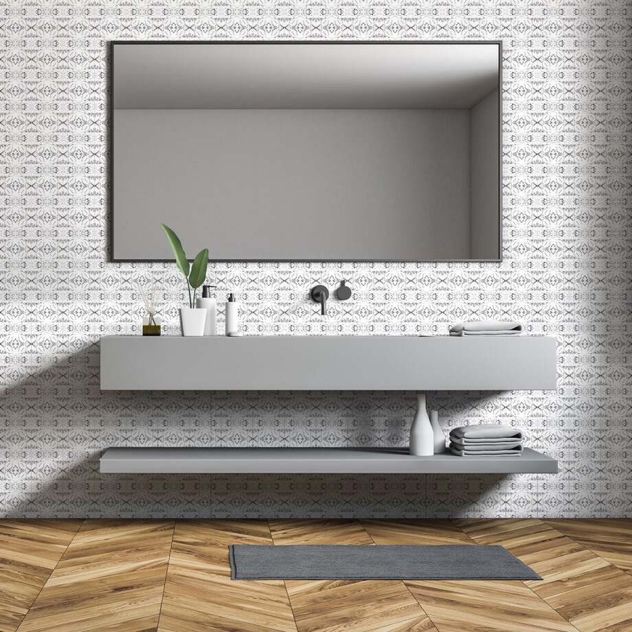Zelfklevende muurtegelstickers voor keuken en badkamer - 60 grijze cementtegelstickers met marmerlook - 60 stickers 10x10cm Zelfklevende muurtegelstickers voor keuken en badkamer - 60 grijze cementtegelstickers met marmerlook - 60 stickers 10x10cm afbeelding 1