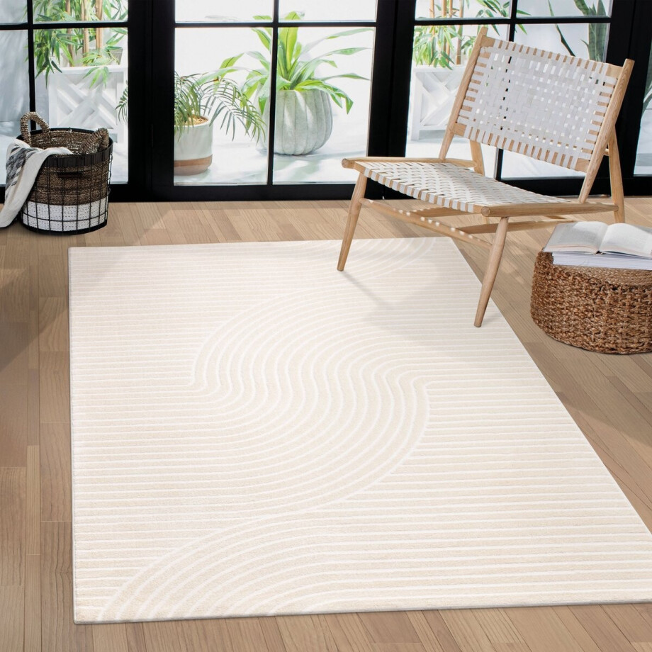 Paco Home Vloerkleed Woonkamer Laagpolig Eenkleurig Patroon Scandinavisch Geometrisch 120x170 cm Paco Home Vloerkleed Woonkamer Laagpolig Eenkleurig Patroon Scandinavisch Geometrisch 120x170 cm afbeelding 1