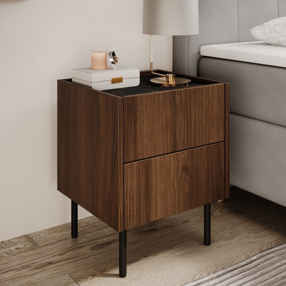 Meubella - Tahiti - Nachtkastje - Donker eiken afbeelding 1