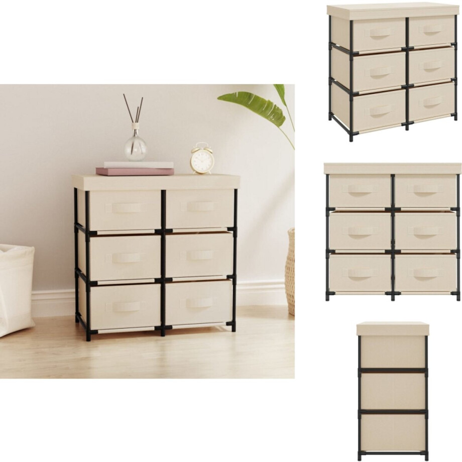 vidaXL Opbergkast - Opbergkasten - Opbergrek - Opbergmeubel - Opbergkast met 6 lades 55x29x55 cm staal crèmekleurig vidaXL Opbergkast - Opbergkasten - Opbergrek - Opbergmeubel - Opbergkast met 6 lades 55x29x55 cm staal crèmekleurig afbeelding 1