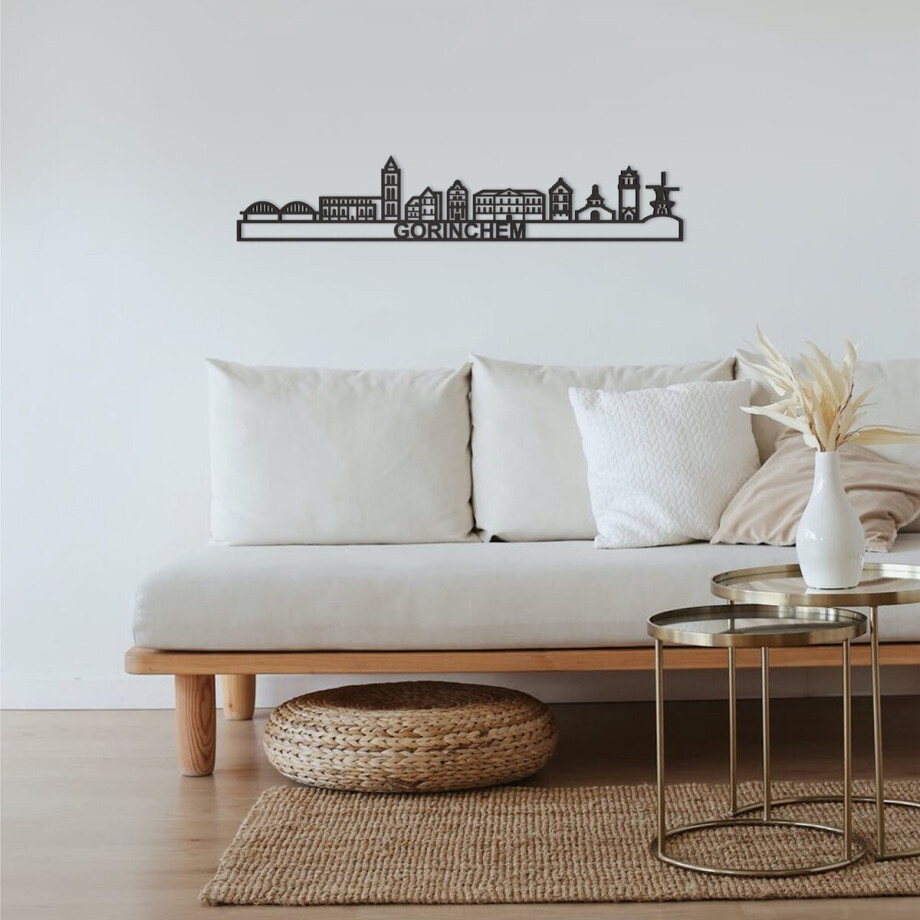 Skyline Gorinchem Zwart Mdf 130 Cm Wanddecoratie Voor Aan De Muur Met Tekst City Shapes afbeelding 1
