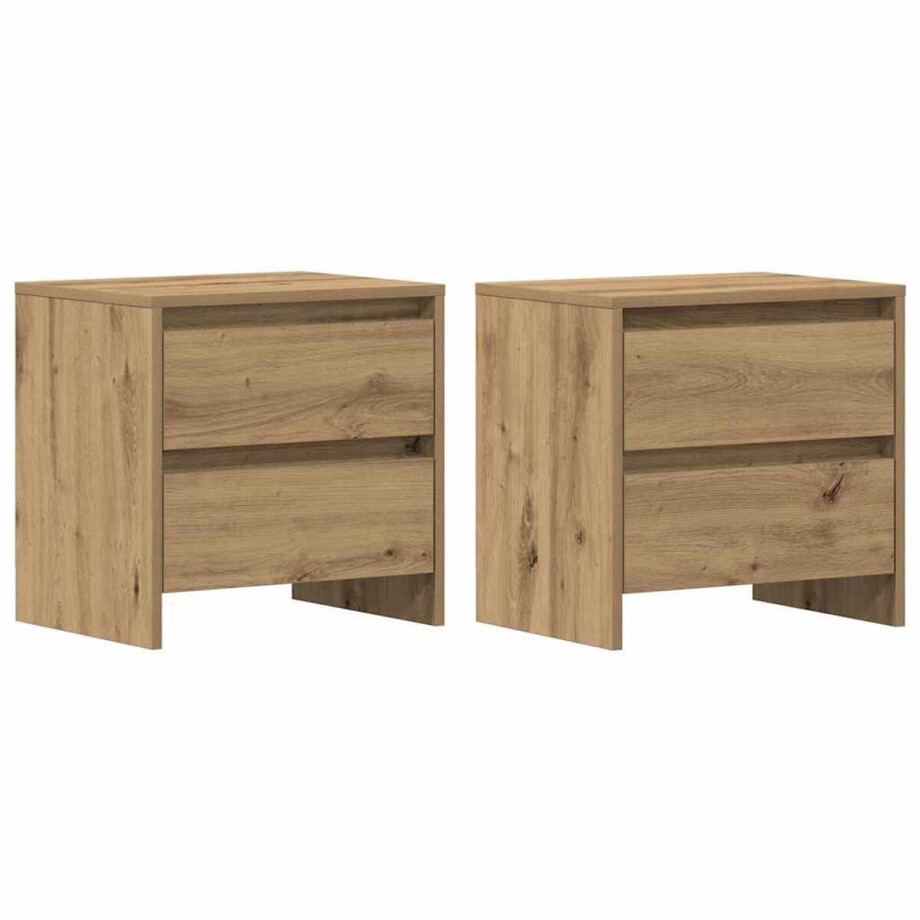 vidaXL - Nachtkastje - 2 - pcs - Artisan - Eiken - 45 - x - 34 - x - 44,5 - cm - Bewerkt - hout afbeelding 1