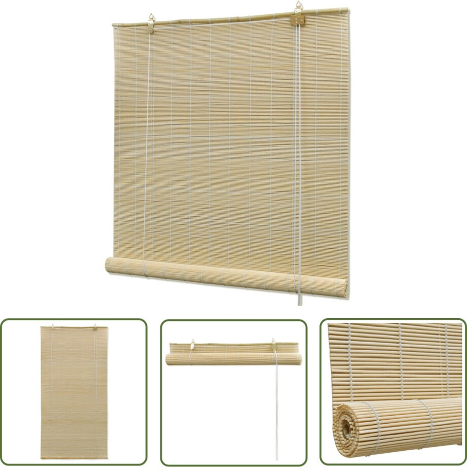 vidaXL Rolgordijn - Bamboe Rolgordijn - Rolgordijn 120x160 cm bamboe naturel - Bamboo Blind - Jaloezie - Zonwering afbeelding 1