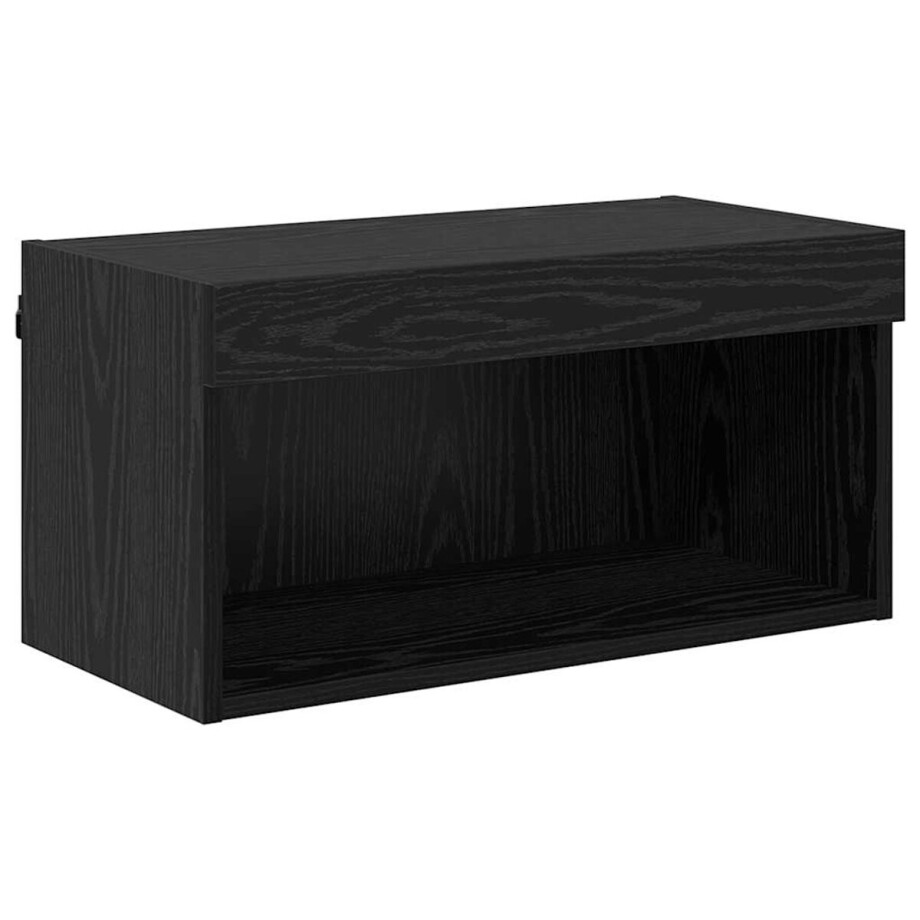 vidaXL - Tv-meubelset - met - LED - Zwart - Eiken - 60 - x - 30 - x - 30 - cm - Bewerkt - hout afbeelding 1