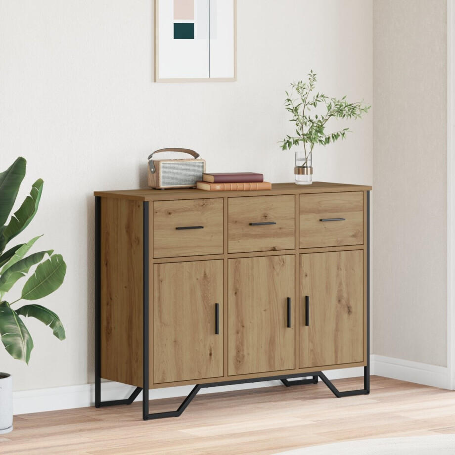 vidaXL - Dressoir - Artisan - Eiken - 97 - x - 32,5 - x - 74,5 - cm afbeelding 1