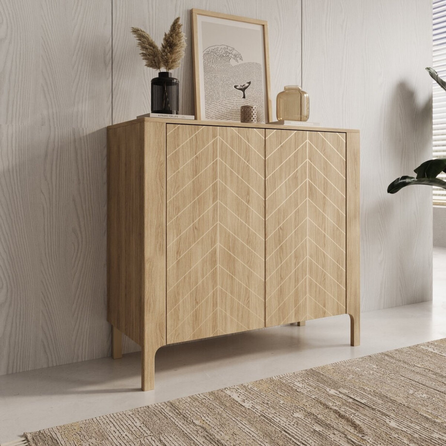 Meubella - Montera - Dressoir - Eikenpatroon - 103x41x96 cm Meubella - Montera - Dressoir - Eikenpatroon - 103x41x96 cm afbeelding 1
