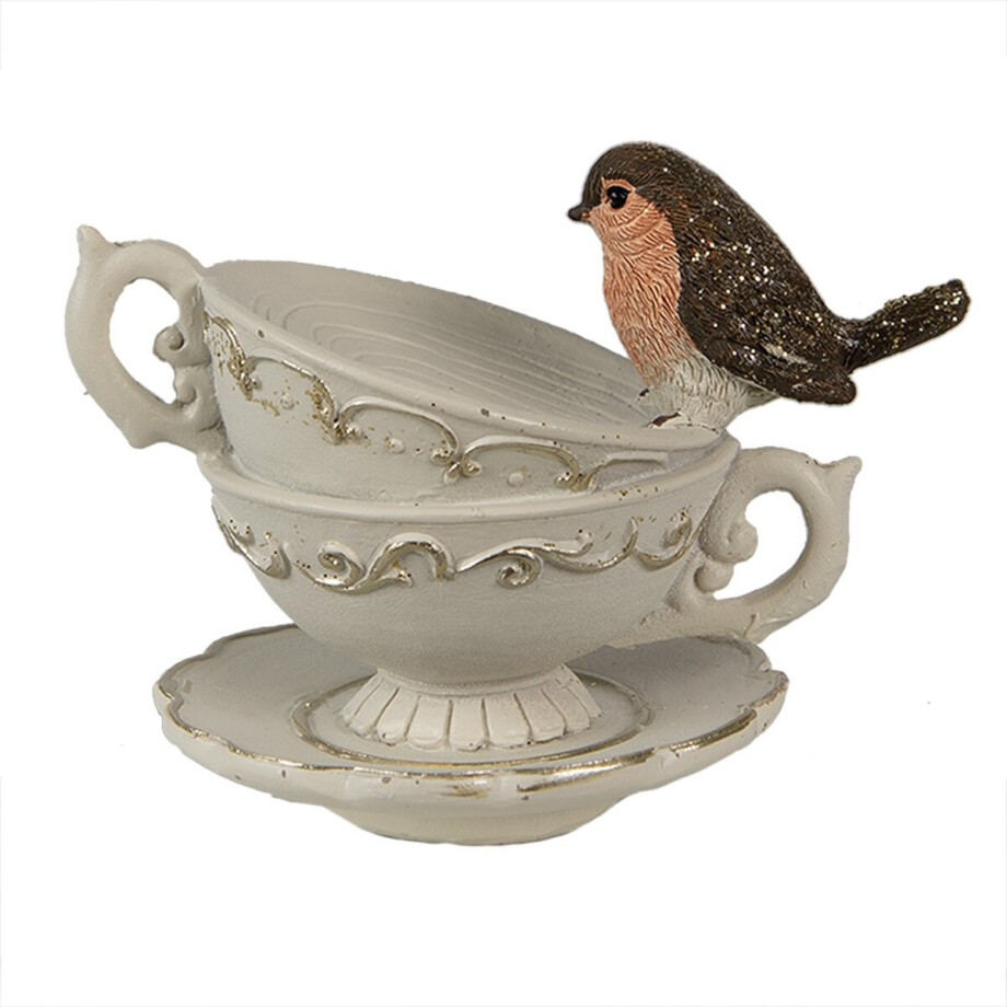 Clayre & Eef Beeld Kopjes 8 cm Wit Polyresin Decoratie afbeelding 1