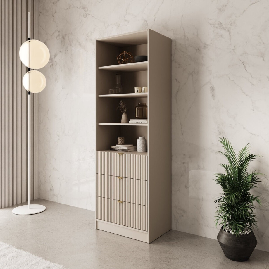 Meubella - Tavares - Boekenkast - Beige - 60x40x180 cm Meubella - Tavares - Boekenkast - Beige - 60x40x180 cm afbeelding 1