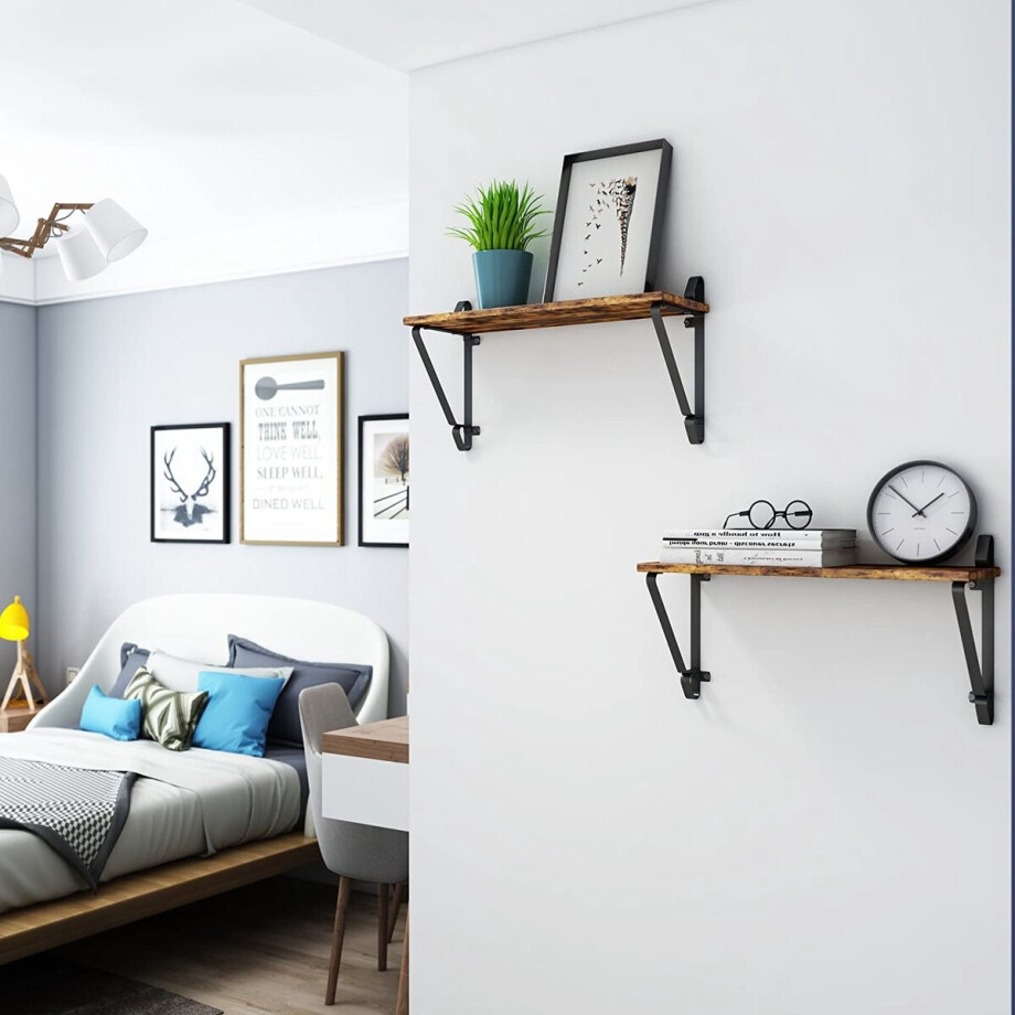 MIRA Home - Muurplank - Legplank - Set van 2 - Vintage - Bruin - Wandmontage - Boekenplank - Fotolijstplank 60 x 32 x 20 cm MIRA Home - Muurplank - Legplank - Set van 2 - Vintage - Bruin - Wandmontage - Boekenplank - Fotolijstplank 60 x 32 x 20 cm afbeelding 1