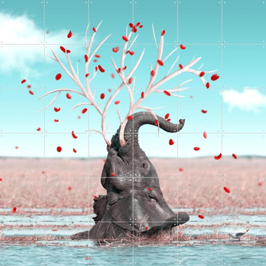 IXXI End of Cycle, Julien Tabet - 120 x 120 cm - Gratis ophangtool - Grote wanddecoratie en posters - Speels, Surrealisme, Digitale Kunst, Woonkamer afbeelding 1