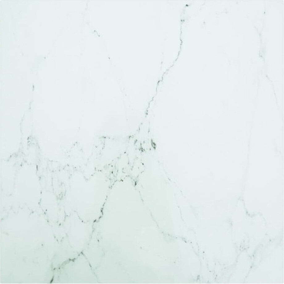 vidaXL - Tafelblad - 60x60 - cm - 6 - mm - gehard - glas - met - marmeren - design - wit afbeelding 1