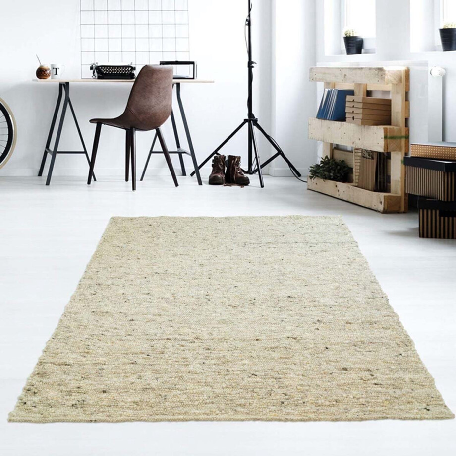 Wollen vloerkleed handweef Veve - beige/grijs 250x290 cm afbeelding 1