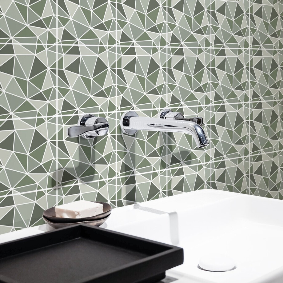 Muurstickers - Zelfklevende tegelmuurstickers voor keuken en badkamer - 9 terrazzo eiken tegelstickers - 9 stickers 20x20cm afbeelding 1