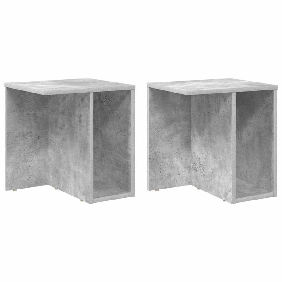 vidaXL - Bijzettafel - 2 - pcs - Beton - Grijs - 37 - x - 32 - x - 40 - cm - Bewerkt - hout vidaXL - Bijzettafel - 2 - pcs - Beton - Grijs - 37 - x - 32 - x - 40 - cm - Bewerkt - hout afbeelding 1