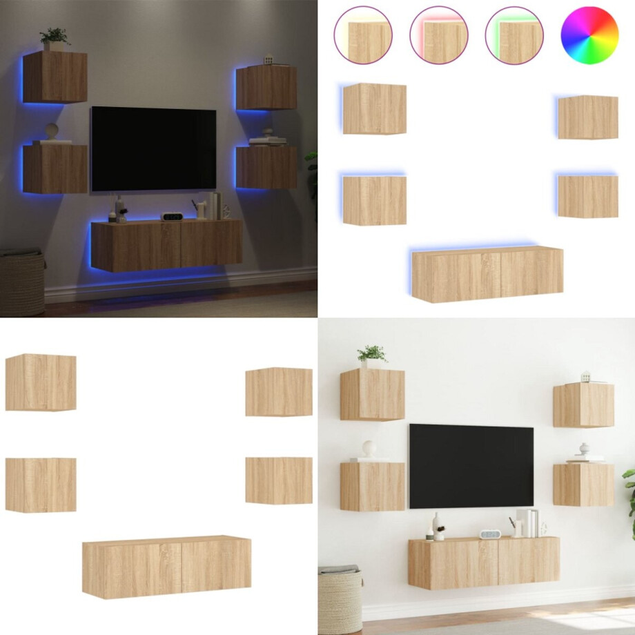 vidaXL 5-delige Tv-wandmeubelset met LED-verlichting sonoma eikenkleur - Tv-wandmeubel - Tv-wandmeubels - Zwevend Tv-meubel - Tv-wandmeubel vidaXL 5-delige Tv-wandmeubelset met LED-verlichting sonoma eikenkleur - Tv-wandmeubel - Tv-wandmeubels - Zwevend Tv-meubel - Tv-wandmeubel afbeelding 1