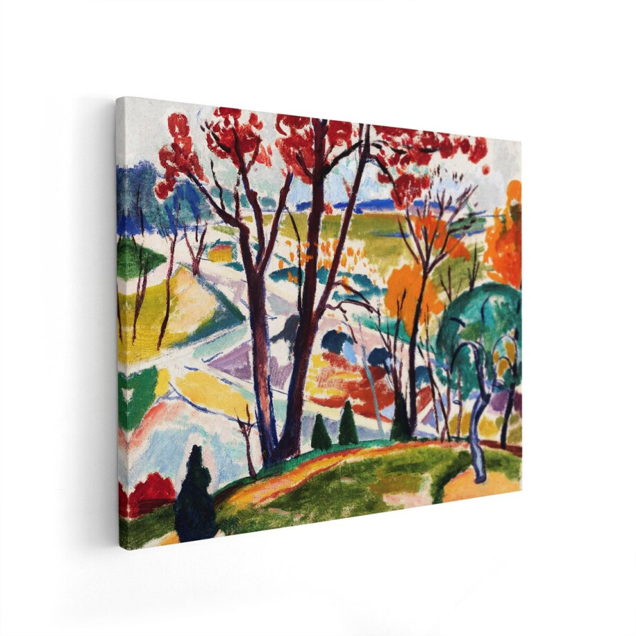 Artaza Canvas Schilderij Landschap - 100x80 cm - Wanddecoratie Kleurrijk - Muurdecoratie Bomen Herfst - Decoratie Natuur Velden Artaza Canvas Schilderij Landschap - 100x80 cm - Wanddecoratie Kleurrijk - Muurdecoratie Bomen Herfst - Decoratie Natuur Velden afbeelding 1