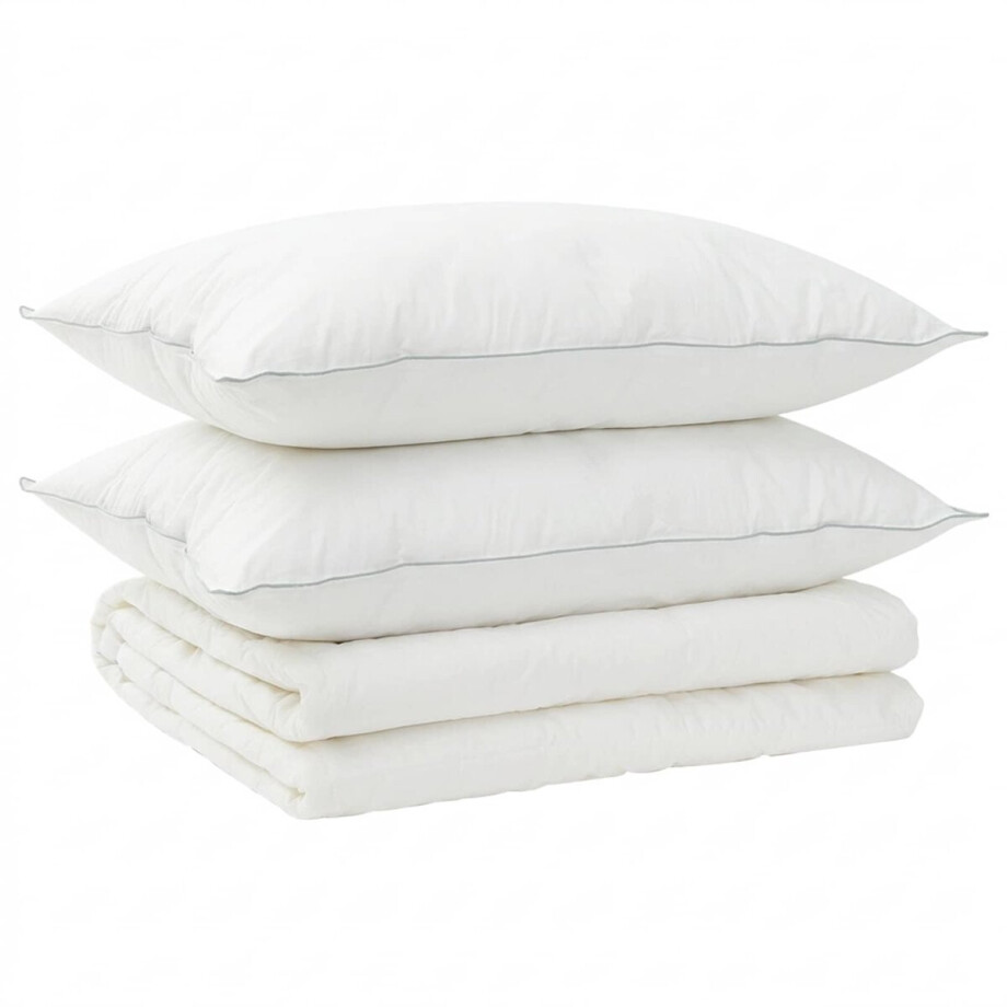 vidaXL - Dekbed - en - Kussen - Set - 3 - pcs - 155x220 - cm - Zomer - 200 - GSM - Wol - Wit afbeelding 