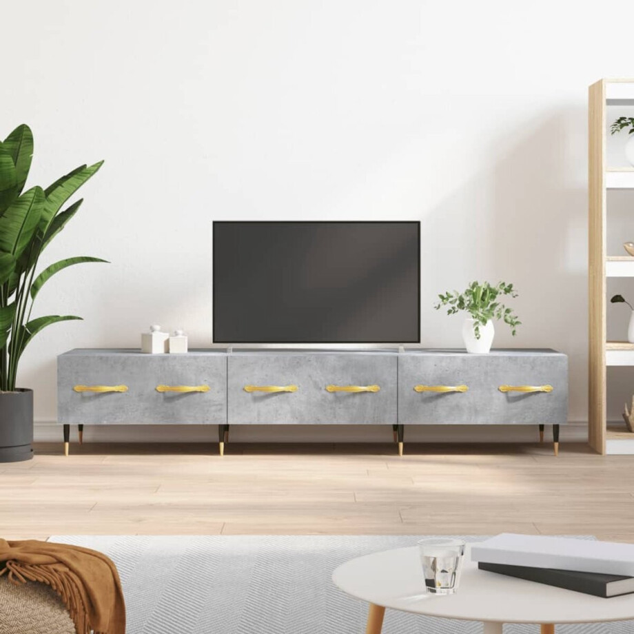 vidaXL Tv-meubel - Tv-meubelen - Tv Kast - Opbergkast - Tv-meubel 150x36x30 cm bewerkt hout betongrijs vidaXL Tv-meubel - Tv-meubelen - Tv Kast - Opbergkast - Tv-meubel 150x36x30 cm bewerkt hout betongrijs afbeelding 1