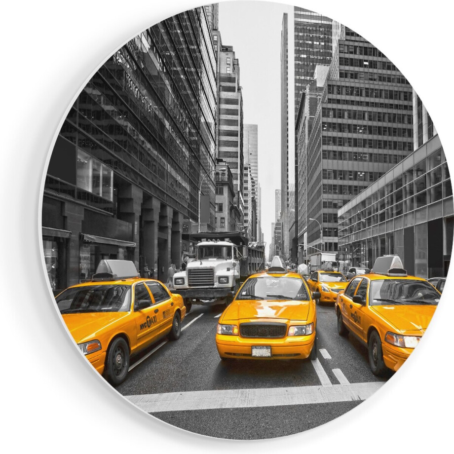 Artaza Forex Muurcirkel New York Gele Taxi's - Zwart Wit - 70x70 cm - Wandcirkel - Rond Schilderij - Wanddecoratie Cirkel - Muurdecoratie Artaza Forex Muurcirkel New York Gele Taxi's - Zwart Wit - 70x70 cm - Wandcirkel - Rond Schilderij - Wanddecoratie Cirkel - Muurdecoratie afbeelding 1