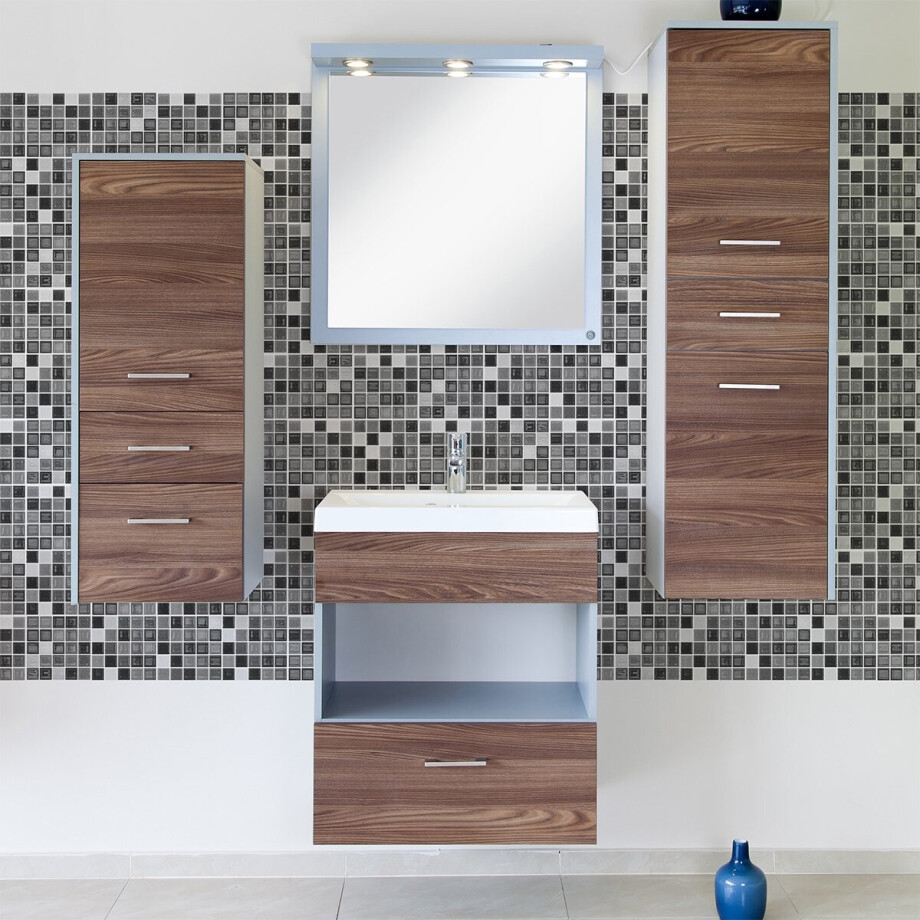 Zelfklevende tegelmuurstickers voor keuken en badkamer - 9 Azulejo mozaïektegelstickers in grijstinten - 9 stickers 40x40cm afbeelding 1