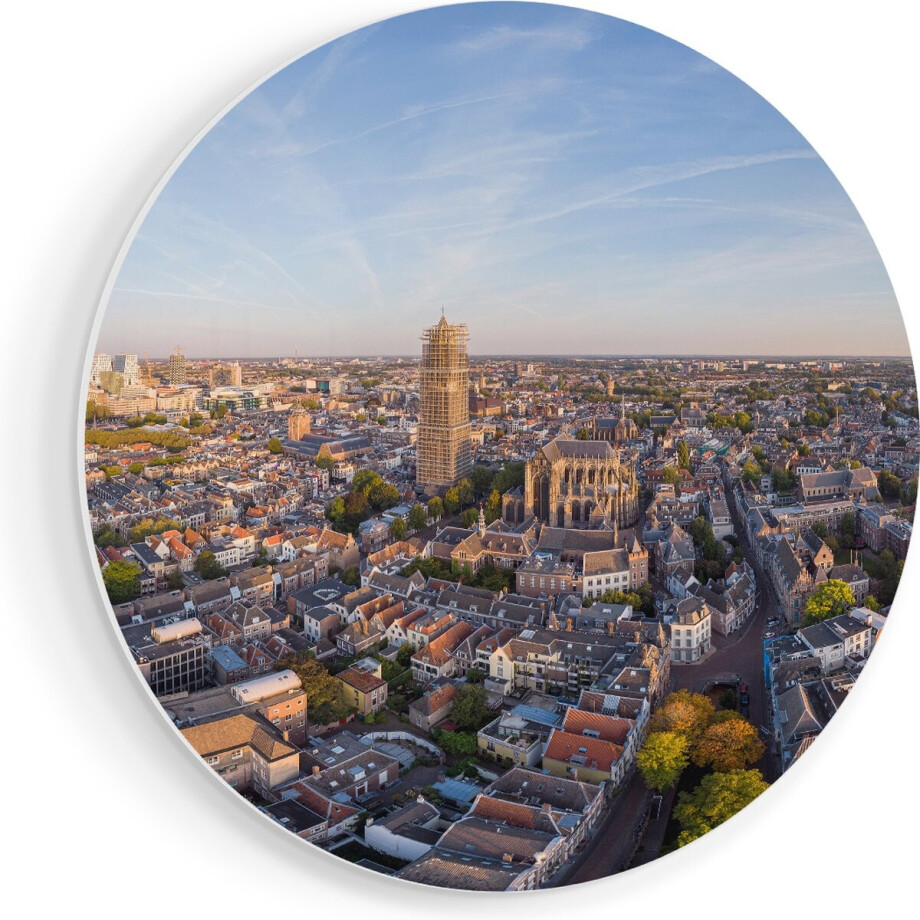 Artaza Forex Muurcirkel Utrecht Vanuit De Lucht - 80x80 cm - Groot - Wandcirkel - Rond Schilderij - Wanddecoratie Cirkel afbeelding 1