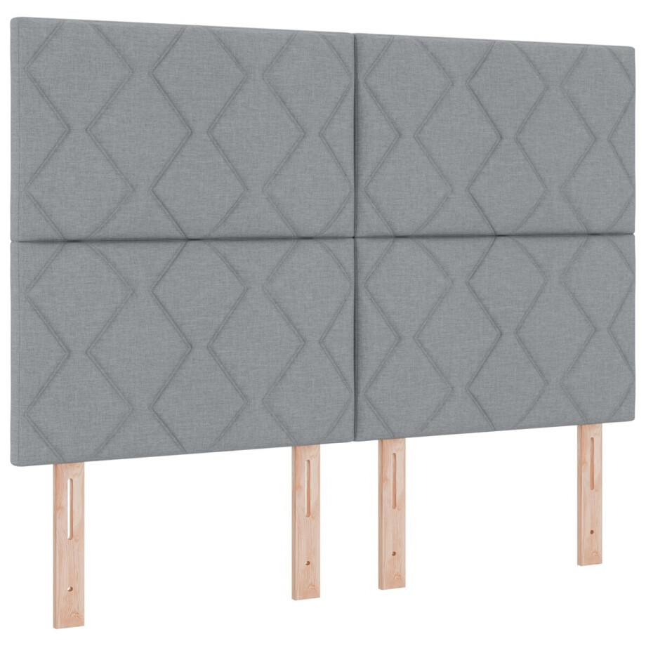 vidaXL - Boxspring - bed - met - hoofdeinde - Lichtgrijs - 160 - x - 200 - cm - Stof afbeelding 1