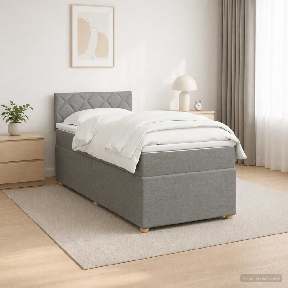 vidaXL - Boxspringbed - met - matras - Lichtgrijs - 80 - x - 200 - cm - Stof vidaXL - Boxspringbed - met - matras - Lichtgrijs - 80 - x - 200 - cm - Stof afbeelding 1