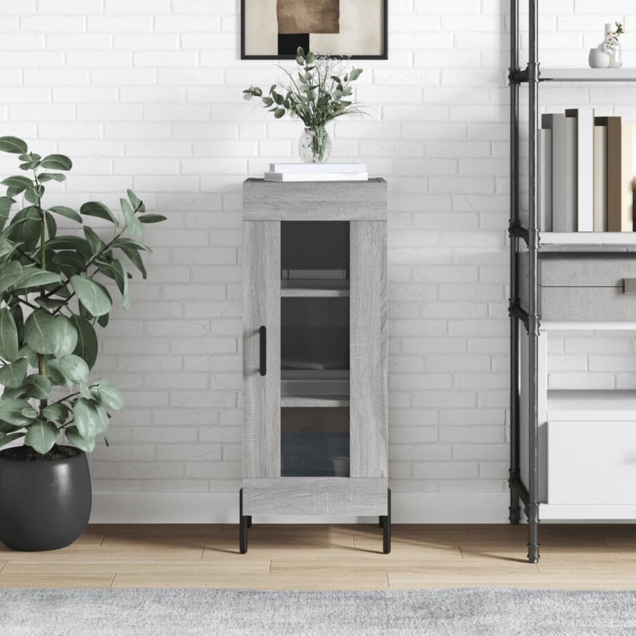 vidaXL Grijze Kleurstelling - Dressoir - Dressoir 34,5x34x90 cm bewerkt hout grijs sonoma eikenkleurig - Houten Dressoir - Salontafel - Tv Tafel vidaXL Grijze Kleurstelling - Dressoir - Dressoir 34,5x34x90 cm bewerkt hout grijs sonoma eikenkleurig - Houten Dressoir - Salontafel - Tv Tafel afbeelding 1
