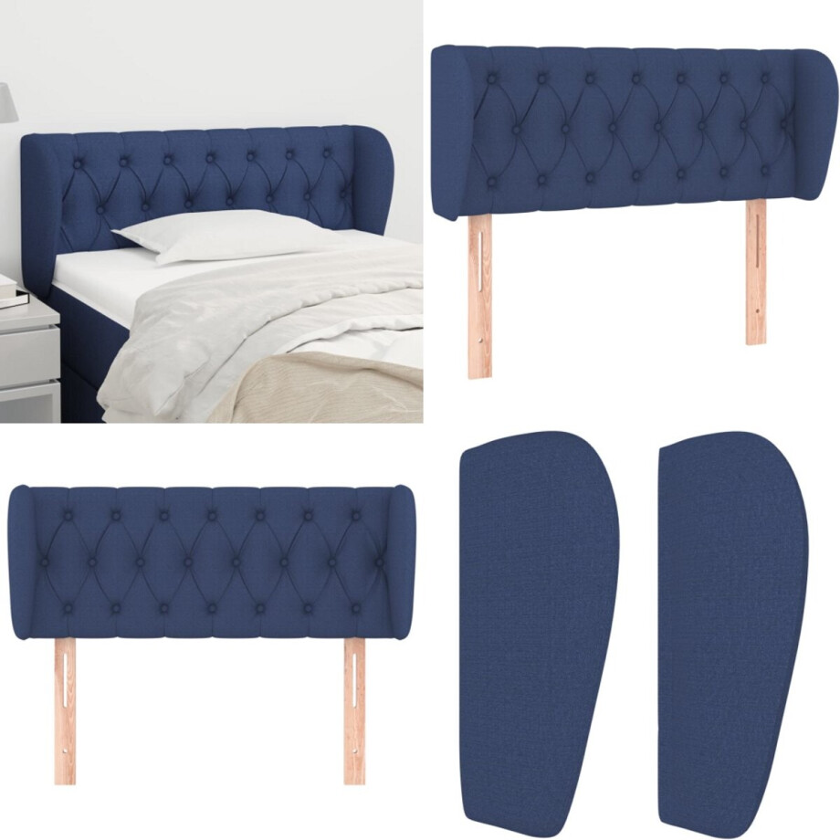 vidaXL Hoofdbord met randen 93x23x78/88 cm stof blauw - Hoofdbord - Hoofdborden - Hoofdeinde - Houten Hoofdbord vidaXL Hoofdbord met randen 93x23x78/88 cm stof blauw - Hoofdbord - Hoofdborden - Hoofdeinde - Houten Hoofdbord afbeelding 1