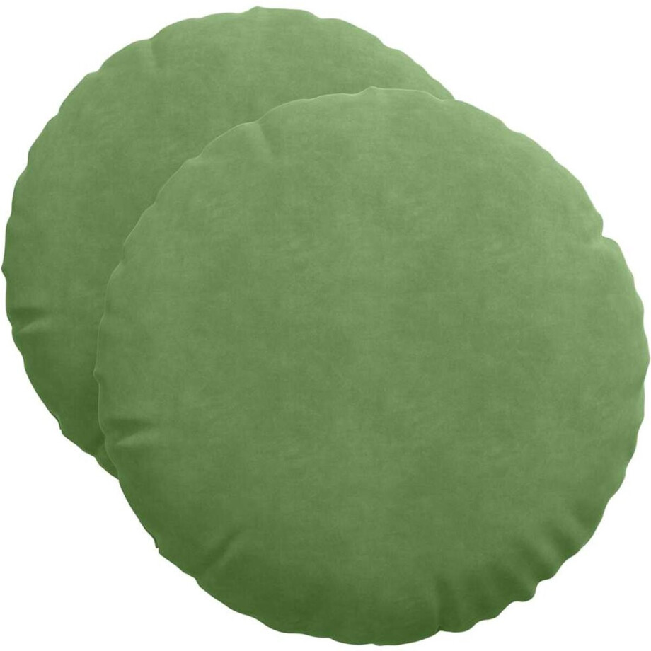 vidaXL - Zitkussens - 2 - pcs - Lichtgroen - Ø50 - x - 19 - cm - Fluweel afbeelding 1