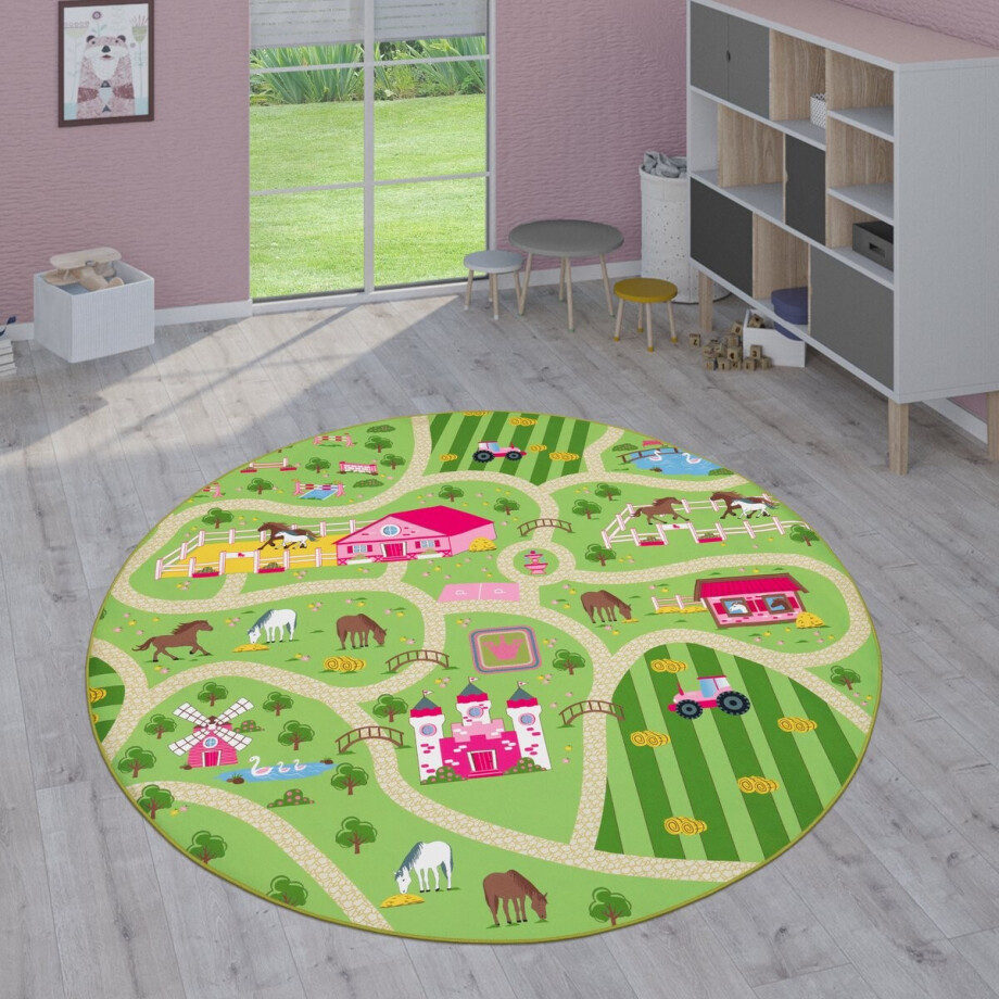 Paco Home Kindertapijt Laagpolige Vloerkleden Voor Kinderkamer Speelkleed Meerkleurig 160 cm Rund Paco Home Kindertapijt Laagpolige Vloerkleden Voor Kinderkamer Speelkleed Meerkleurig 160 cm Rund afbeelding 1
