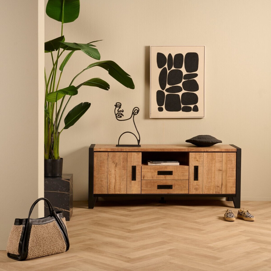 Dressoir Tilburg - MDF - Bruin - 180x80x45 cm (BxHxD) afbeelding 1