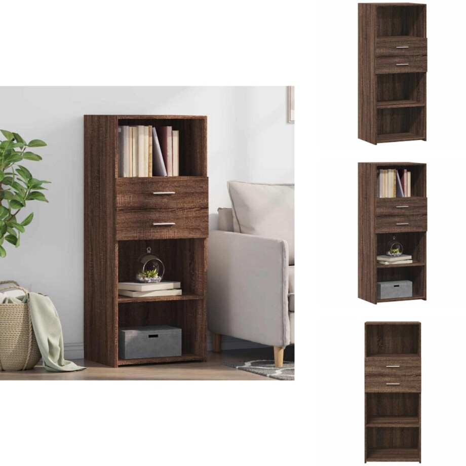 vidaXL Hoge Kast - Hoge Kasten - Hoog Dressoir - Hoge Kast Woonkamer - Hoge kast 50x42,5x124 cm bewerkt hout bruin eikenkleurig vidaXL Hoge Kast - Hoge Kasten - Hoog Dressoir - Hoge Kast Woonkamer - Hoge kast 50x42,5x124 cm bewerkt hout bruin eikenkleurig afbeelding 1