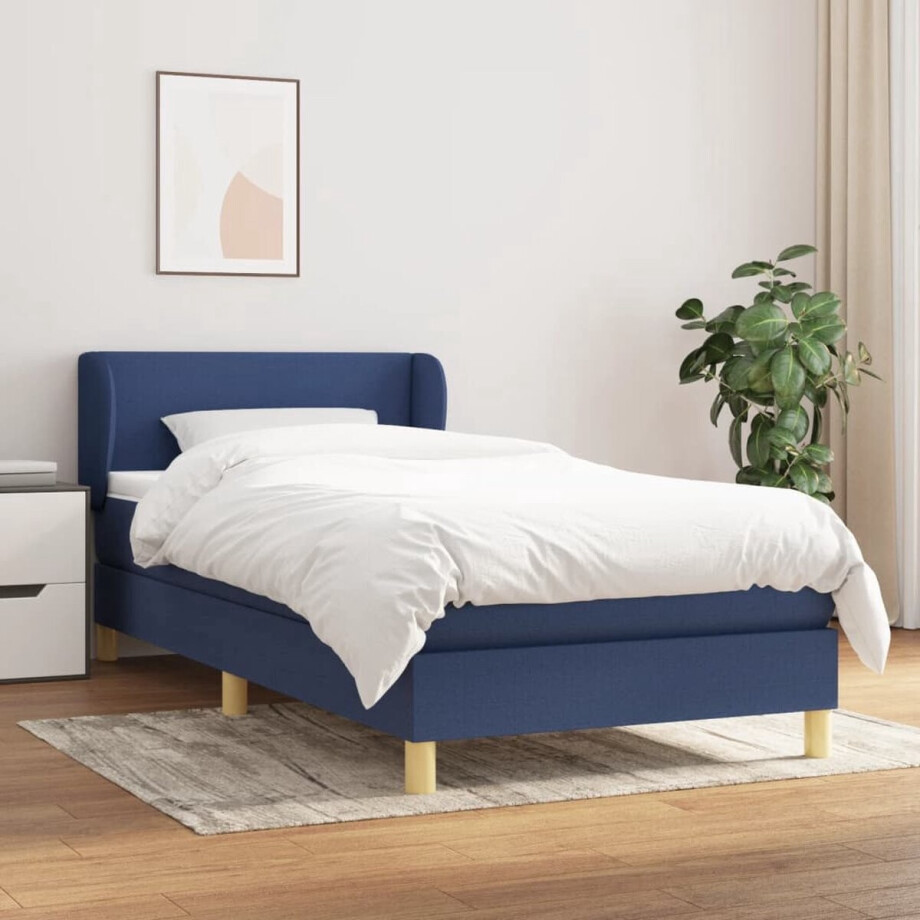vidaXL Pocketvering - Boxspringbed - Boxspring met matras stof blauw 80x200 cm - Slaapcomfort - Duurzaam Materiaal - Blauwe Kleur vidaXL Pocketvering - Boxspringbed - Boxspring met matras stof blauw 80x200 cm - Slaapcomfort - Duurzaam Materiaal - Blauwe Kleur afbeelding 1