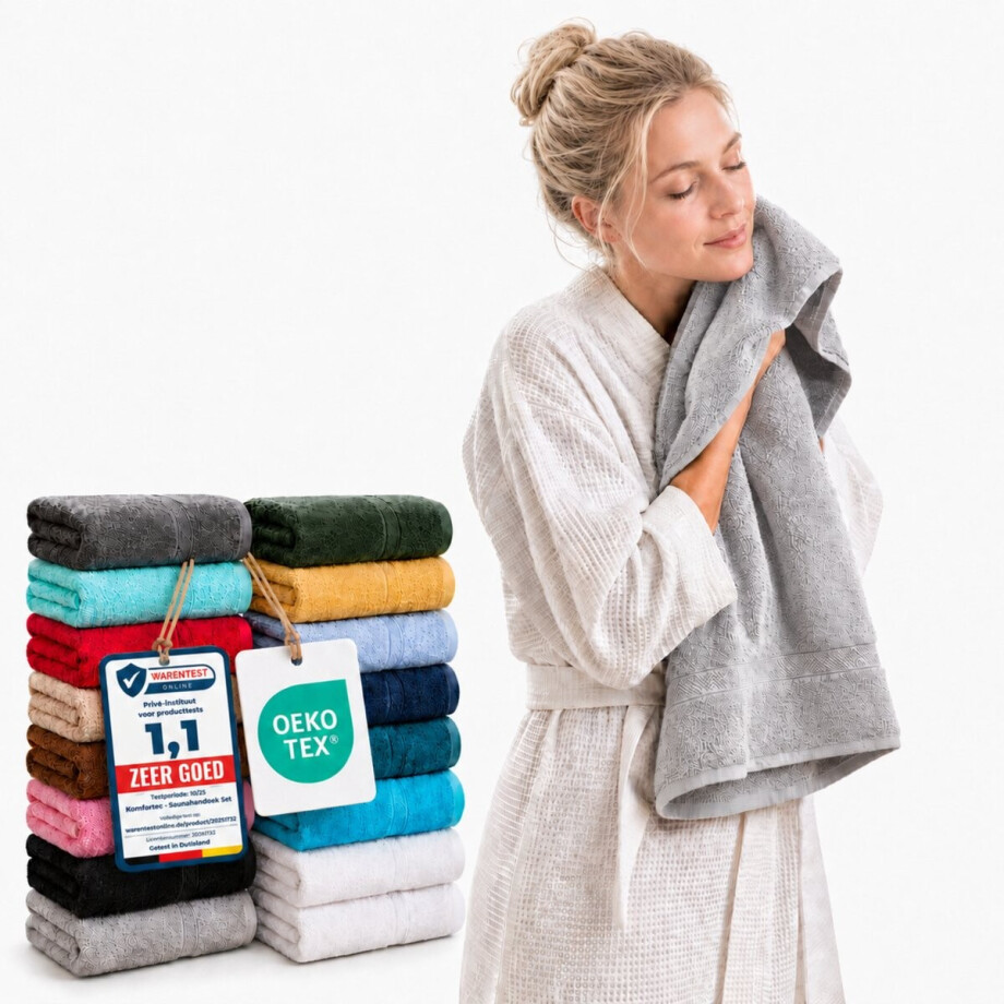 Komfortec 2x Handdoek 50x100 - 100% Katoen – Handdoekenset - Zacht - Zilvergrijs afbeelding 1